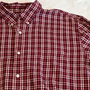 Chaps Men’s XXL Button Shirt Red Plaid Long Sleeve Business Casual Preppy